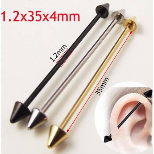1 Piece Gold Silver Black Spike Industrial Barbell Surgical Stainless Steel Body Ear Cartilage Piercing Jewelry