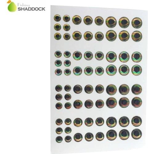 10sets 72pcs/set 4D Fishing Tool Eyes Mixed Color Fly Tying Material Holographic Eye DIY Fishing Accessories Sticker