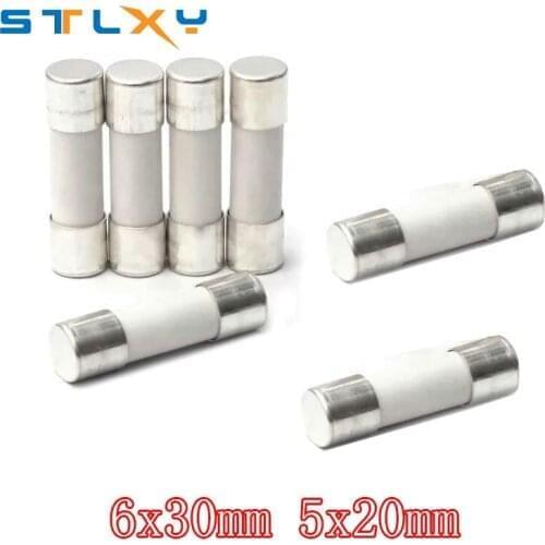 10pcs Fast blow Ceramic Fuse 5mm x 20mm 6x30 T 0.5A 1A 2A 3A 4A 5A 6A 8A 10A 13A 15A 16A 20A 30A 250V Car Cigar Microwave Oven