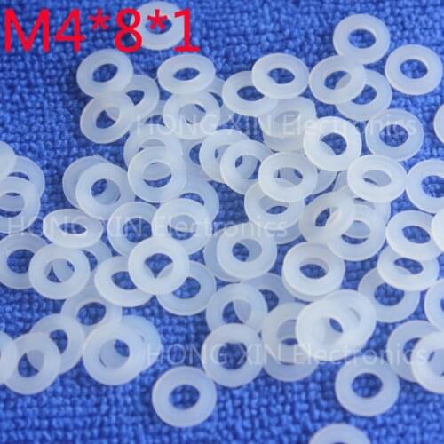 M4*8*1 White 100pcs Nylon Washer Plastic Flat Spacer Washer Thickness circular round Gasket Ring High Quality circular