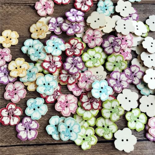 1000pcs 25mm Wood Peony Flowers Buttons Sewing Button Embellishments Scrapbooking Cardmaking DIY Crafts