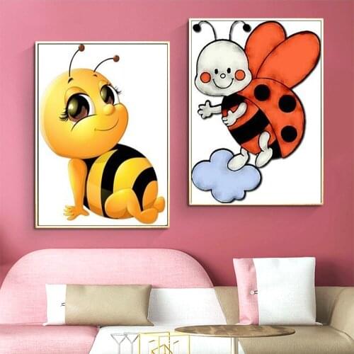 5D DIY Diamond Painting Bee Full Square Diamond/Round Diamond Cross Stitch Animal Mosaic Embroidery Home Decor Gift For Kids