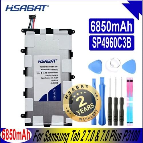 HSABAT 6850mAh SP4960C3B Battery for Samsung Galaxy Tab 2 7.0 & 7.0 Plus GT-P3100 P3100 P3110 P6200