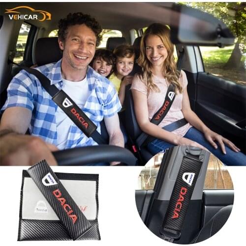 VEHICAR 2PCS Carbon Fiber Car Seat Belt Cover for DACIA Safety Belt Pads Protection For Car Styling Accessories