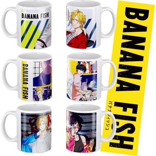 BANANA FISH Mug Lid Spoon 11oz Ceramic Anime Coffee Cup Mugs Friends Birthday Gift