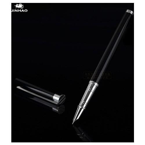 Free Shipping Stationery Jinhao 126 Luxury Metla Gift Pen 0.38mm Extra Fine Nib Fountain Pen Black Silver Ink Pens Gift