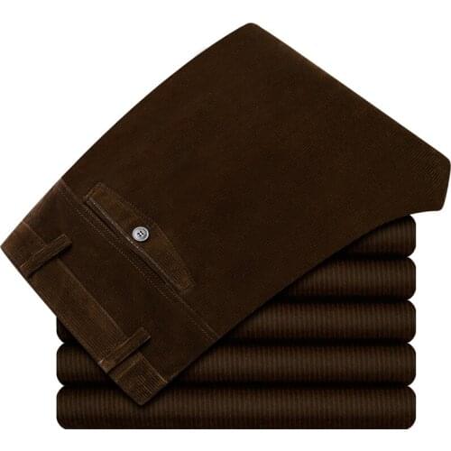High Quality New Autumn and Winter 2019 Mens Business Casual Mens Trousers Straight Corduroy Trousers Breathable Casual Pants