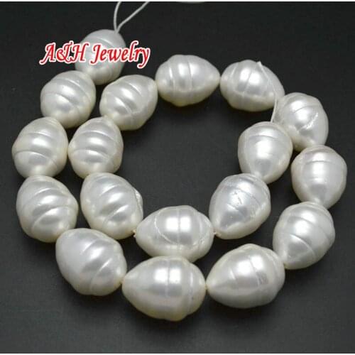 4 Strands White Shell Carved Spiral Shape Water Drop Shape Strand Loose Beads For Jewelry Making Beads