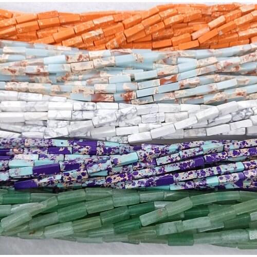 4x13mm Columnar shape rectangle shape Turquoises Beads Flat Natural Stone Loose Beads For Jewelry Making DIY Bracelet Wholesale