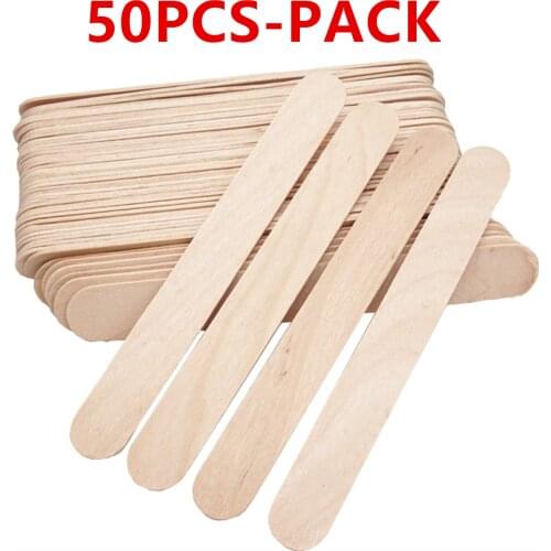 50pcs Wood Applicators Sticks for Wax Hair Removal - Natural Birch Wooden Spatulas for Hair Removal Eyebrow and Body
