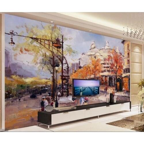 European Street Hand Painting Wallpaper Wall Paper 3d Papel De Parede Infantil Papier Peint Mural 3d Bedroom Wall Mural Decals