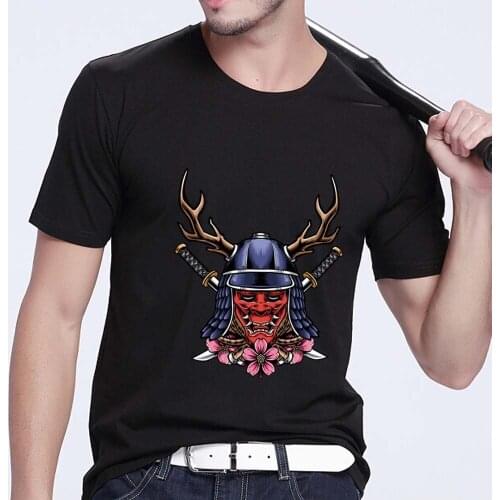 Mens Classic Black T-shirt Japanese Comic Villain Monster Printing Series Casual O-neck Youth Mens Breathable All-match Shirt