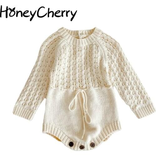 Spring and Autumn female baby openwork knit long-sleeved leotard Triangle climbing clothes Bodysuits baby girl clothes