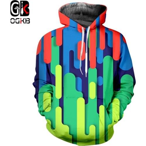 OGKB New Splash Paint Colorful Stripes Hooded Sweatshirt Men 3D Printing Hoodies Personality Streetwear Casual Top Oversized