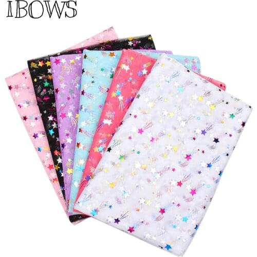 IBOWS 90*150cm Colorful Stars Mesh Fabric Gauze Tulle Rainbow Tissue for DIY Kids Dress Fabric Sewing Craft Supplies Background