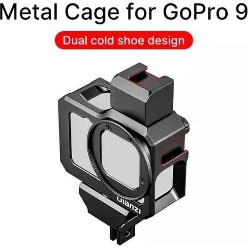 Ulanzi G9-5 GoPro 9 Metal Cage for GoPro Hero 9 Black Frame Case With 52MM Filter Adapter Extend Cold Shoe Mount Mic Fill Light