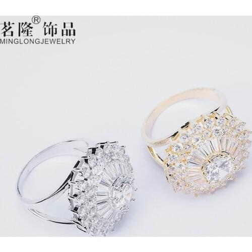 Rings For Women Females Jewelry Accessory Bridal Wedding Engagement Promise Gift 2020 New Brand Designer Crystal Zircon Floral