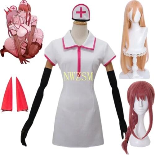 Makima Mens Chainsaw Costume Nurse Uniform Cosplay Costume Halloween Carnival Outfit
