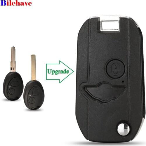 Bilchave Modified 2 Buttons Remote Car Key Shell Case For MG BMW Mini Cooper R53 R50 S FOB With Uncut Blade Replacement