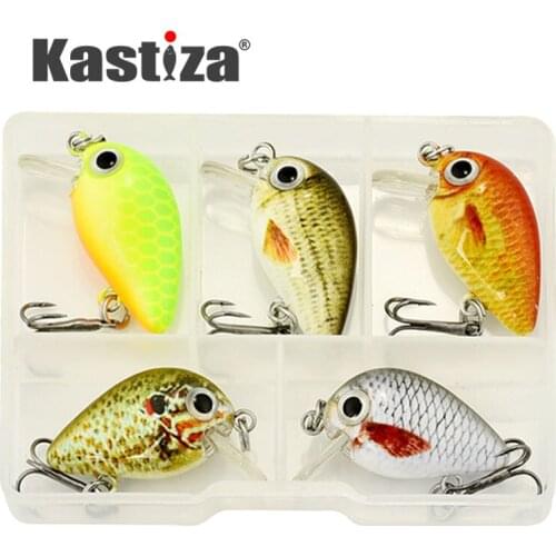 5pcs/Set Fishing Lures Set Mini Crankbait Black Minnow Bass Trout Lure Fishing Bait Wobblers 2.5cm 1.5g with Fishing tackle box
