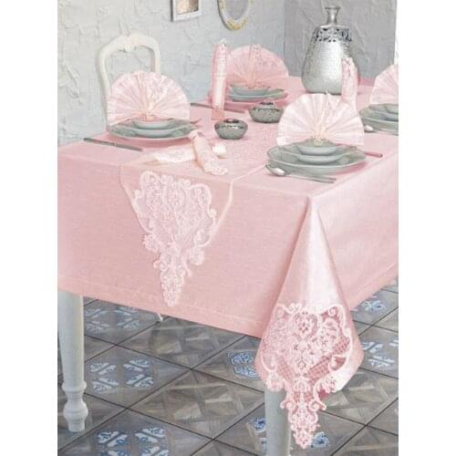 French Laced Aleph Table Cover Set 26 Piece Powder