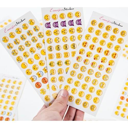 12 Sheets/Set Smile Face Stickers for Diary Cute Stickers for Kids Children Journal Stickers Cute Stationery Supplies Office