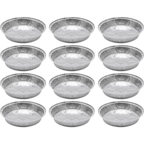 12/50 Pcs 1400ML Disposable BBQ Tray Pie Pans for Homemade Cakes Pies Tin Foil Bowls 9 Inch Aluminum Foil Round (Without Lid)