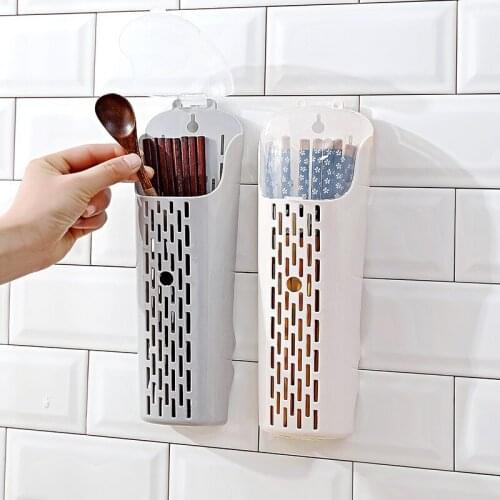 Cutlery Organizer Basket Chopstick Storage Rack Plastic Drain Holder with Cover Spoon Fork Knife Stand Home Kitchen Accessories