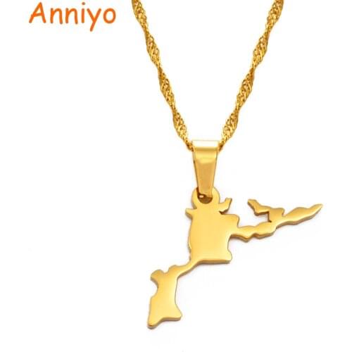 Anniyo Virgin Gorda Map Pendant Necklaces for Women Girls British Virgin Islands Jewelry Gifts #169321