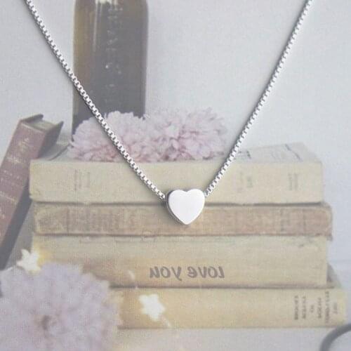 Trendy Charm Silver Color Love Heart Necklaces For Women Simple Long Statement Necklaces Girls Party Gift Colar