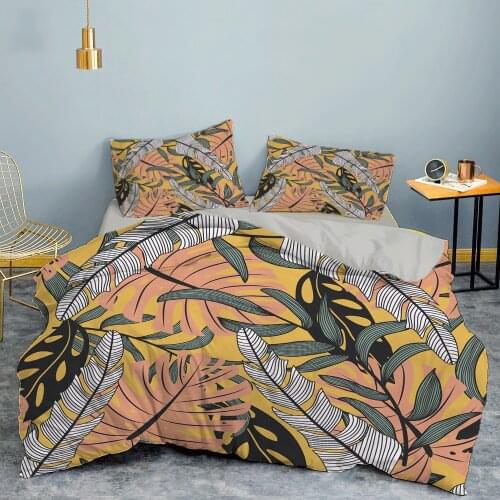 ZEIMON Comforter Cover Tropical Botanical Leaves Duvet Cover 3d Bedding Set Quilt Cover Printed Polyester Home Decoration