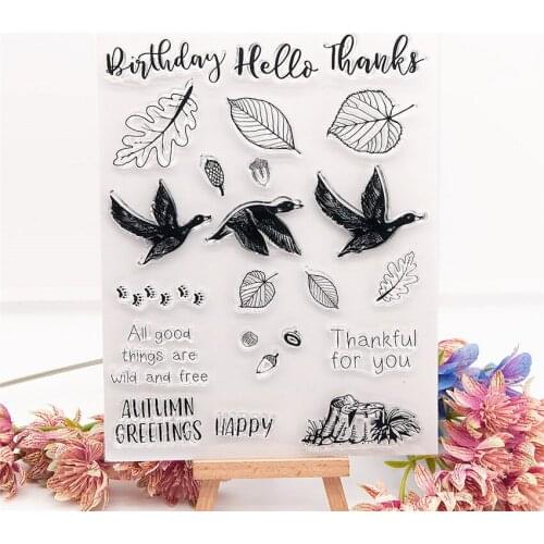 Christmas Leaves Birds Clear Stamps Transparent Seal 15.5x20cm Silicone Seal TPR Halloween Roller stamps DIY Scrapbooking