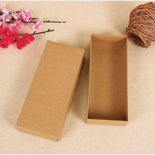 Retail 15Pcs/Lot 22*9+4.5cm DIY Gift Cosmetics Jewelry Kraft Paper Packaging Box With Lid Craft Paper Cardboard Package Boxes