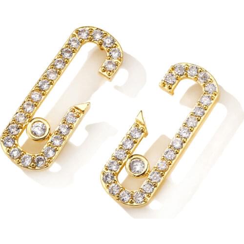 UILZ Exquisite Korean Style Geometric C Stud Earrings White Gold Color Micro Paved Cubic Zircon Fashion Women Earrings UE2480