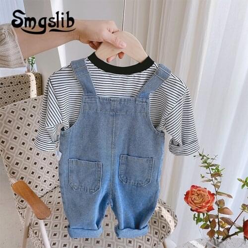 SMGSLIB 2021 spring summer Denim baby girl overalls for girls jeans jumpsuit children leisure pants kids overalls outfits 6M-5T