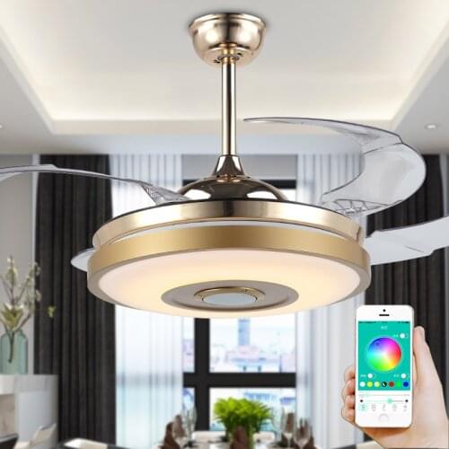 LED Music Invisible Ceiling Fan Light Restaurant Bedroom LED Modern Minimalist Living Room Ceiling Fan Light