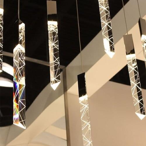 Modern Loft LED Chandelier K9 Crystal Chrome Duplex Stair Chandelier Living Room Hotel Ceiling Hanging Light Luxury Pendant Lamp