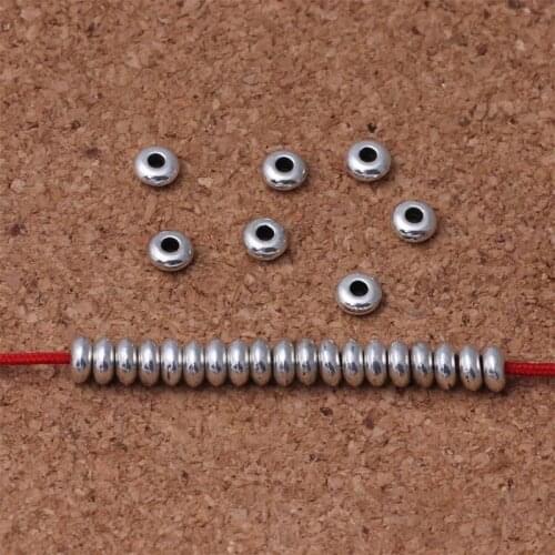 50pcs/lot Tibetan Silver Flat Round Tiny Metal Beads DIY Jewelry Making Bracelets Gift 5mm Decoration Beading Spacer Accessories