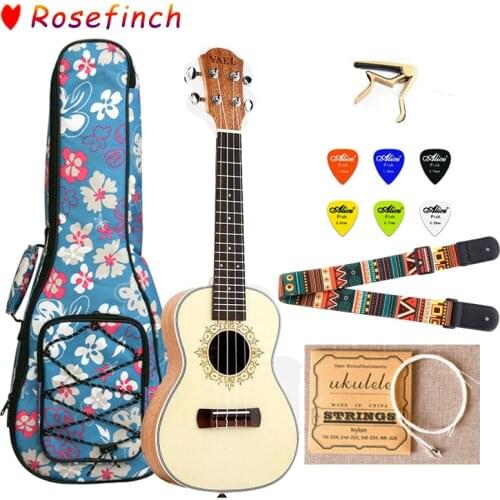 23 Inch Ukulele Mahogany Package with Bag Strap 6 Picks for Ukulele Concert 4 Strings Mini Hawaii Guitar Accessories UK2301A