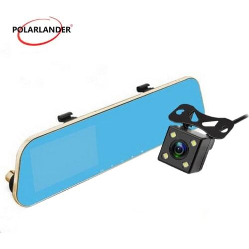 Car Blue Rearview Mirror DVR 4.7 Screen Full HD Digital Video Recorder With Two Cameras Dash Cam Black Box camcorder