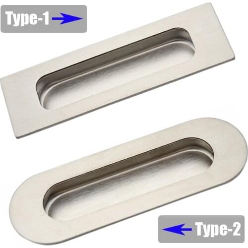 Recessed Embedded Door Handle,304 Stainless Steel,Brushed Finishing,Rectangle/Oval Knob for Sliding Door Drawer