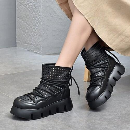 YourSeason Ladies Genuine Leather Vintage Sandals 2021 Spring Summer Wedges Handmade Concise Women Leisure Shoes