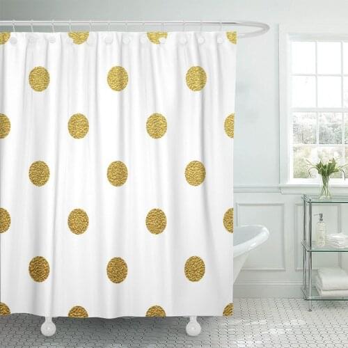 Yellow Pattern Gold Polka Dot on Holiday Luxury Christmas Shower Curtain Waterproof Polyester 60 x 72 inches Set with Hooks