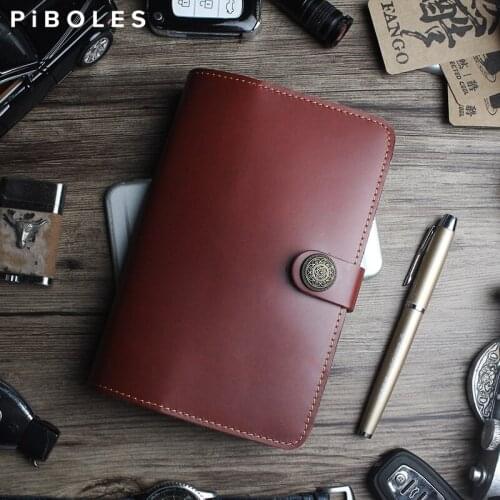 Embossed Genuine Leather Diary Replaceable Notebook Vintage Cowhide Journal A6 Notepad Planner Card Holder For Travel, Business