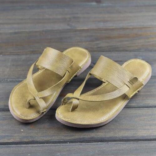 Womens Sandals Genuine Leather Slip on Ladies Sandals Flat Woman Summer Shoes Flexible Soft Sole Female Footwear (016-3)