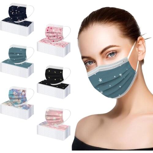 10/50pcs Star Print Disposable Face Mask For Face Ear Loop Face Mask Mascarillas Desechables Masque Jetables Halloween cosplay