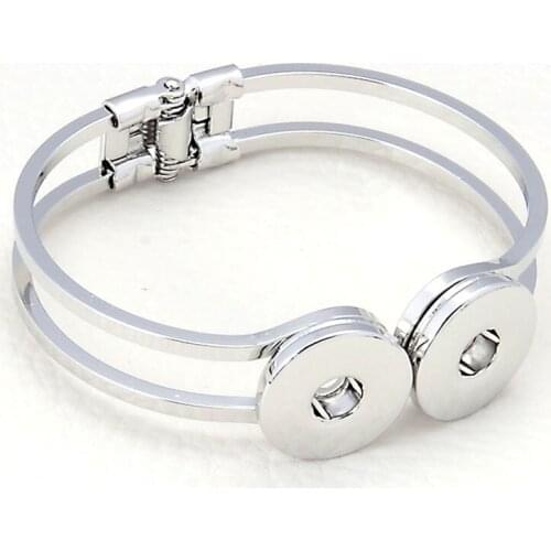Miasol Silver Color DIY Snap Button Charm Bracelet & Bangles 2 Snap Charm Button Bases( insert button not including )