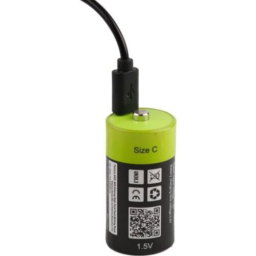 2pcs Rechargeable Lipo Battery ZNTER 1.5V 3000mAh Rechargeable C Size Li-Po Micro USB cable Battery