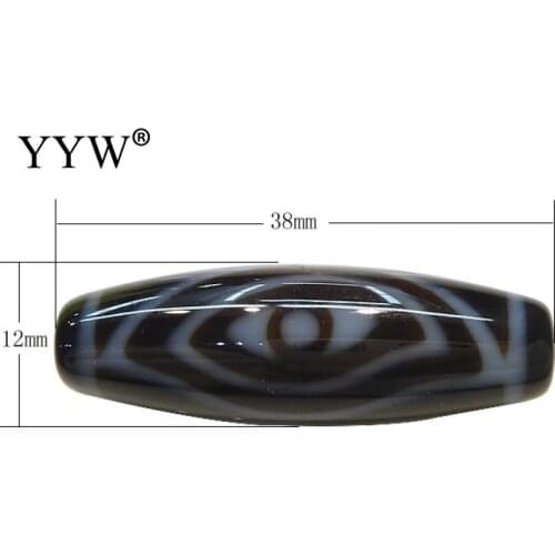 3PCs/Lot 2017 fashion jewelry Natural Tibetan Dzi Beads Oval, phoenix eye & two tone, 38x12x2.50mm, Hole:Approx 2mm, Sold By Lot