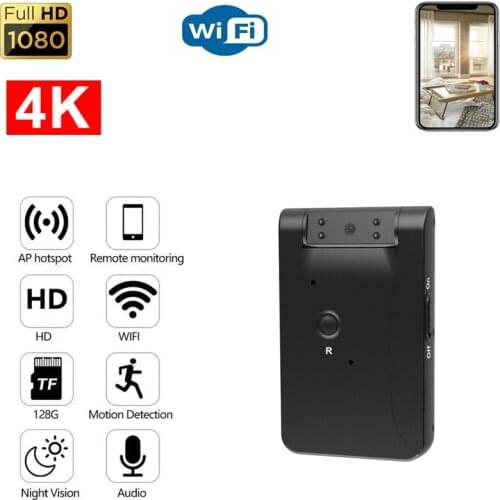 4K HD Wifi Mini Camera Night Vision Portable DVR 1200mah 180° Rotating Len IP Camera Motion Detection Wireless Remote Monitoring